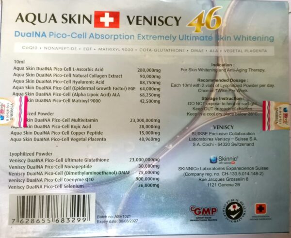 Aqua Skin Veniscy 46 Dualna Pico-cell absorbtion Extremely Ultimate Glutathione Injection - Image 3