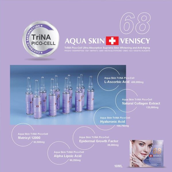 Aqua Skin Veniscy 68 TriNA Pico cell Glutathione Skin Whitening Injection 12800000mg