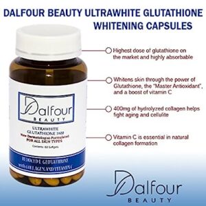 Dalfour Beauty Ultrawhite Glutathione Whitening Capsules w/Collagen & Vitamin C - 2400mg/serving with 1600mg Glutathione