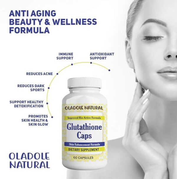 Oladole Natural Glutathione Capsules Supplement 620mg Complex 60 Caps - Image 2